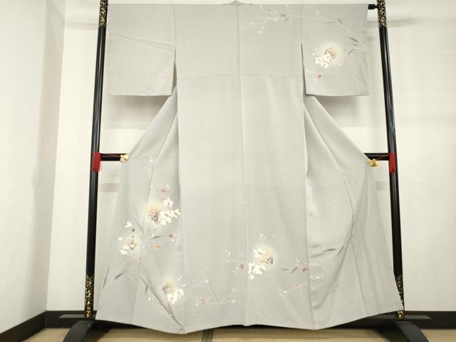 平和屋着物●訪問着　友禅　駒刺繍　草花文　ほたる暈し　金彩　正絹　逸品　AABD1093ck