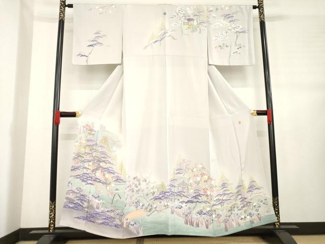 平和屋着物●本加賀友禅作家　白坂幸蔵　訪問着　風景文　正絹　逸品　AABD1094ck