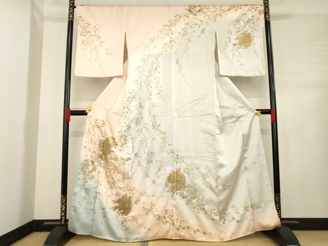 平和屋着物●訪問着　作家物　雪輪花車文　暈し染め　金彩　正絹　逸品　AABD1120ck