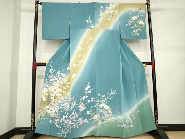 平和屋着物●訪問着　枝花文　暈し染め　正絹　逸品　AABD1561ck