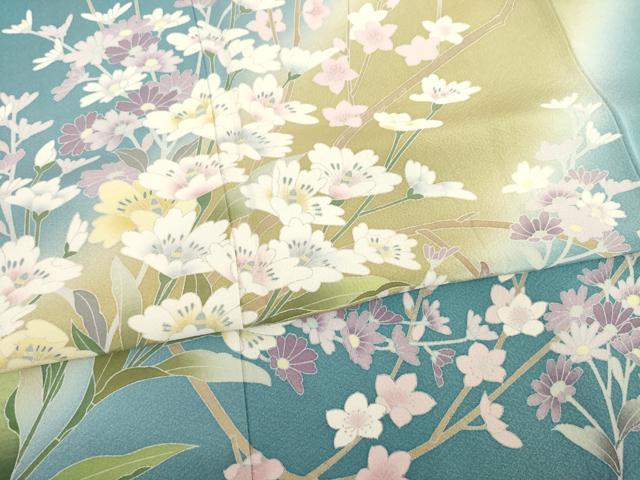 平和屋着物○訪問着 枝花文 暈し染め 正絹 逸品 AABD1561ck