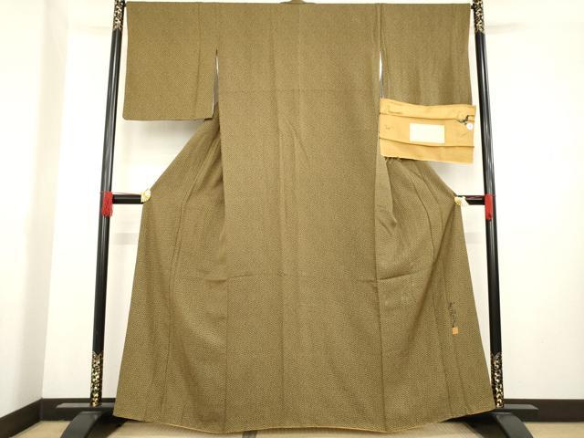 平和屋着物●染色作家　斉藤三才　小紋　小花文　美保姿苑　反端付き　正絹　逸品　AABD1637ck