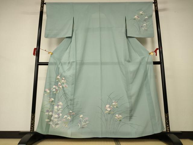 平和屋着物＊夏物　訪問着　絽　草花文　正絹　逸品　AABD3296jd
