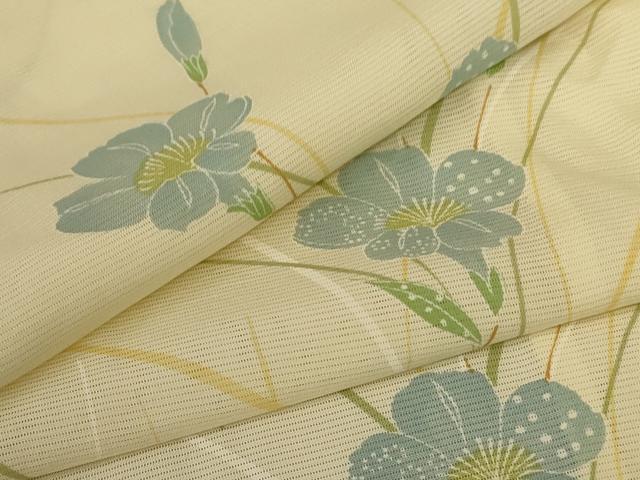 平和屋着物＊夏物　小紋　絽　草花文　正絹　逸品　AABD3302jd