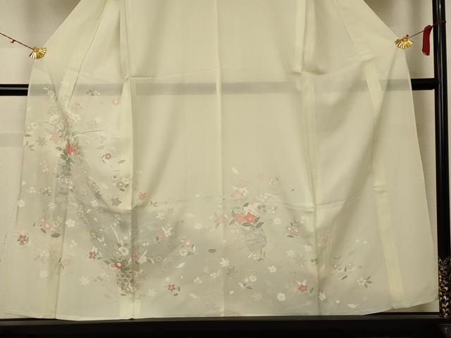 平和屋着物＊夏物　訪問着　絽　駒刺繍　飾花文　暈し染め　銀彩　正絹　逸品　AABD3305jd_2