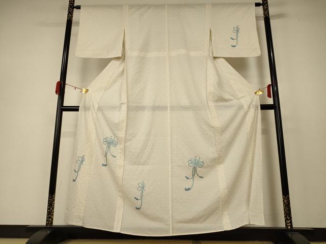 平和屋着物＊夏物　訪問着　絽　刺繍　結び紐文　銀彩　高島屋扱い　正絹　逸品　AABD3306jd