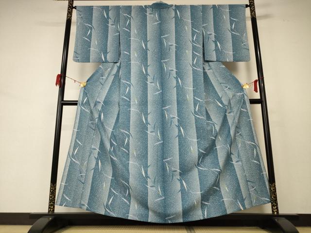 平和屋着物＊夏物　小紋　絽　枝葉文　洗える着物　AABD3329jd_1