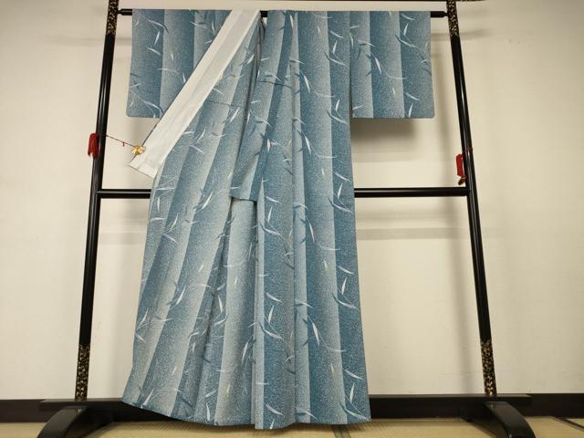 平和屋着物＊夏物　小紋　絽　枝葉文　洗える着物　AABD3329jd_2