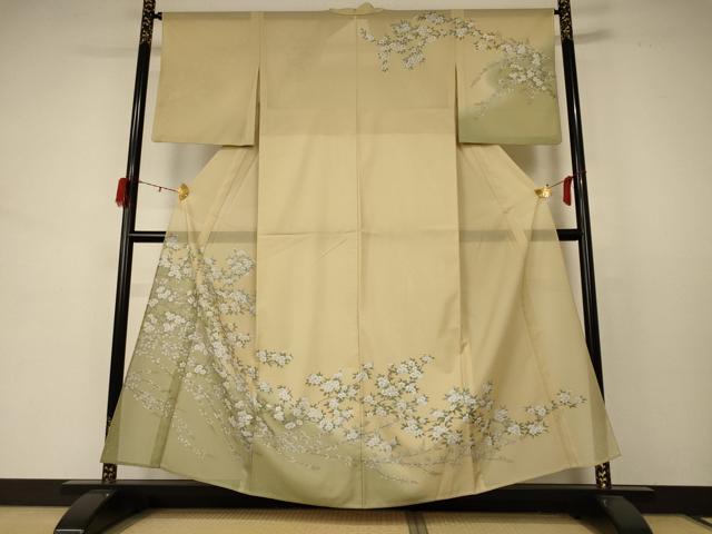 平和屋着物＊夏物　訪問着　絽　草花文　暈し染め　金銀彩　洗える着物　AABD3333jd