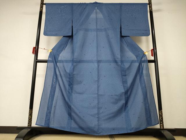 平和屋着物＊夏物　小紋　絽　舞蝶文　洗える着物　AABD3334jd_1