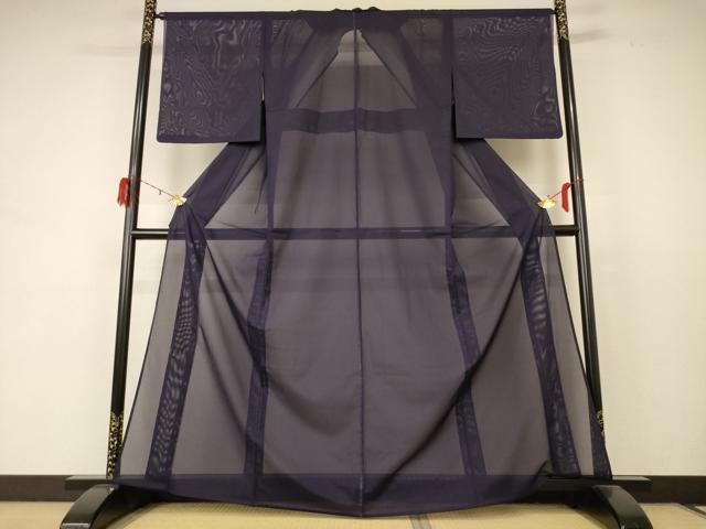 平和屋着物＊夏物　色無地　絽　黒紅色　洗える着物　AABD3349jd