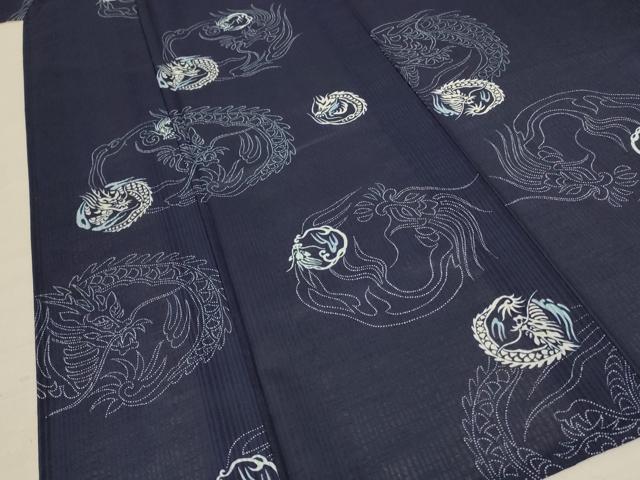 平和屋着物＊夏物　小紋　紗　龍　ロング丈　洗える着物　AABD3350jd_3