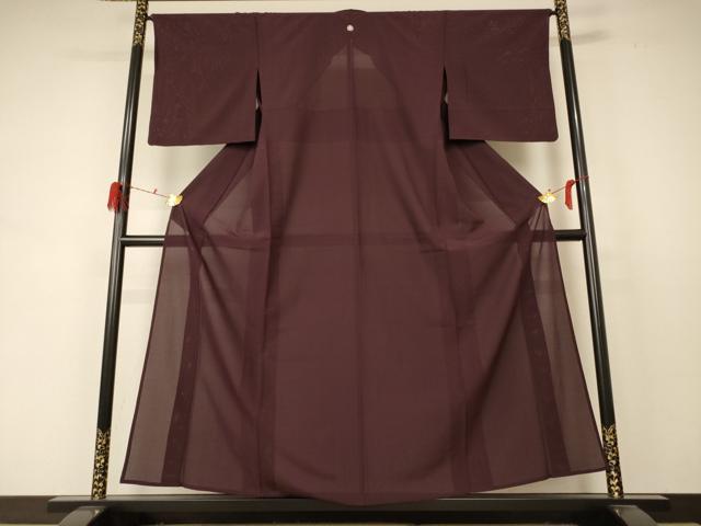 平和屋着物＊夏物　色無地　絽　黒鳶色　正絹　逸品　AABD3387jd