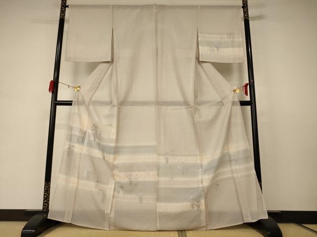 平和屋着物＊夏物　訪問着　紗　草花文　正絹　逸品　AABD3393jd