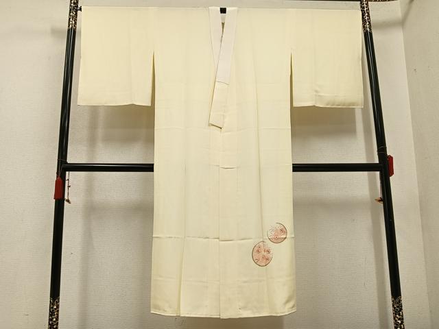 平和屋着物●長襦袢　袷　中国三大刺繍　汕頭刺繍　スワトウ刺繍　草花丸文　正絹　逸品　未使用　AABD3402ph