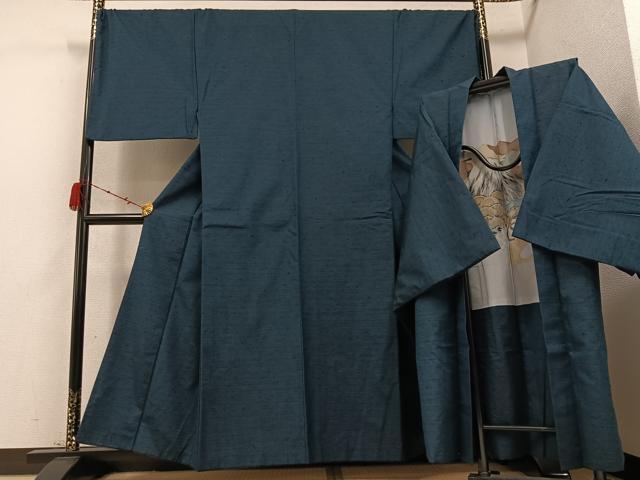 平和屋着物●男性　紬　アンサンブル　色無地　褐返色　キングサイズ　正絹　逸品　AABD3405ph