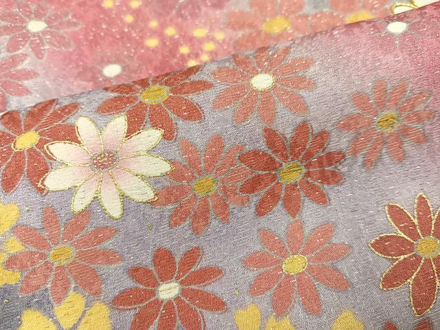 平和屋着物○豪華振袖 駒刺繍 舞花文 暈し染め 銀通し地