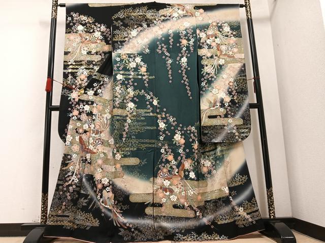 平和屋着物●豪華振袖　鳳凰花文　暈し染め　金銀彩　鈴乃屋扱い　正絹　逸品　AABD3460ph