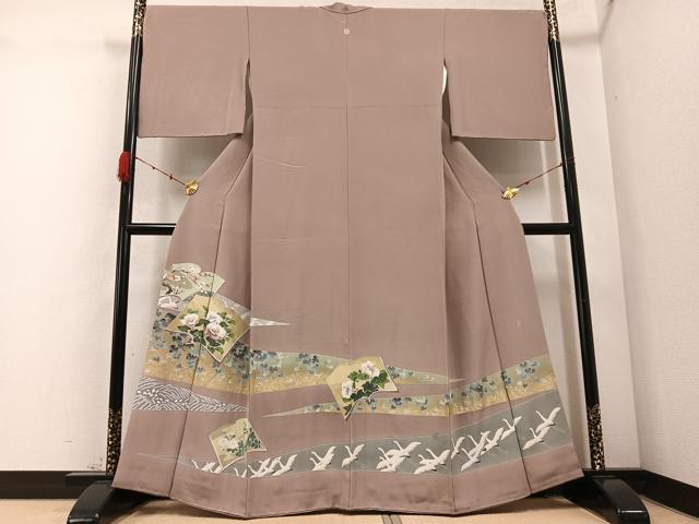 平和屋着物●十日町友禅作家　阿部佳雪　色留袖　飛鶴花冊子文　金彩　やまと誂製　正絹　逸品　AABD3466ph