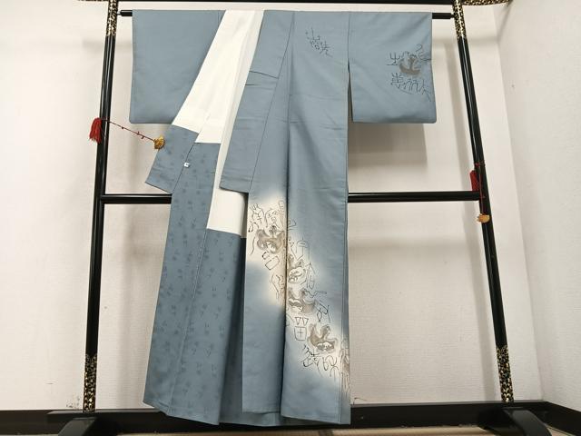 平和屋着物●訪問着　作家物　文字文　暈し染め　正絹　逸品　AABD3478ph