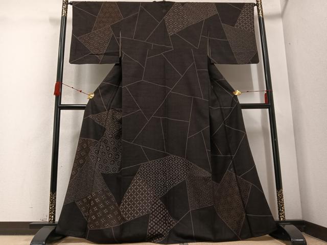 平和屋着物●訪問着　紬地　刺繍　吉祥花文　正絹　逸品　AABD3952ph