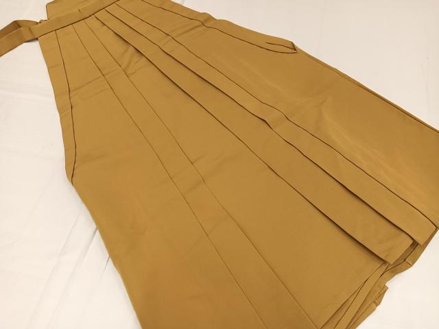 平和屋着物●男性　馬乗り袴　色無地　黄土色　正絹　逸品　AABD3956ph