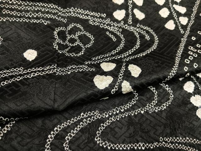 平和屋着物●訪問着　絞り　流水草花文　黒地　正絹　逸品　AABD3988ph 平和屋着物○訪問着 絞り 流水草花文 黒地 正絹 逸品 AABD3988ph｜平和