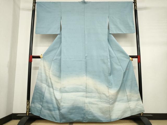 平和屋着物●石川県指定無形文化財　牛首紬　白山工房　手織り　訪問着　風景文　暈し染め　正絹　逸品　AABD4335ck