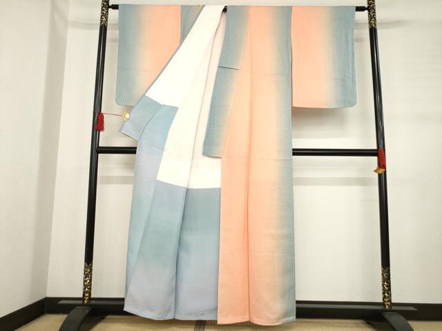 平和屋着物●九代目　松本幸四郎　小紋　間道　暈し染め　正絹　逸品　未使用　AABD4339ck