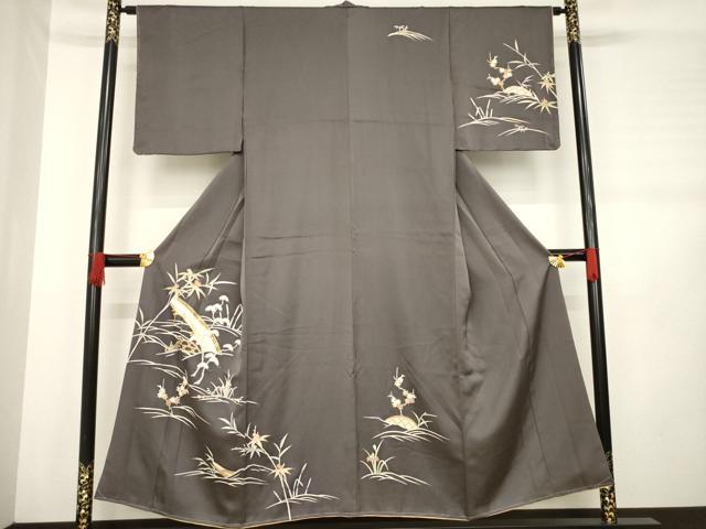 平和屋着物●訪問着　渡り橋花文　正絹　逸品　AABD4350ck