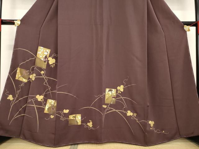 平和屋着物●訪問着　刺繍　色紙重ね文　鶴　金彩　正絹　逸品　AABD4358ck 平和屋着物○訪問着 刺繍 色紙重ね文 鶴 金彩 正絹 逸品 AABD4358ck