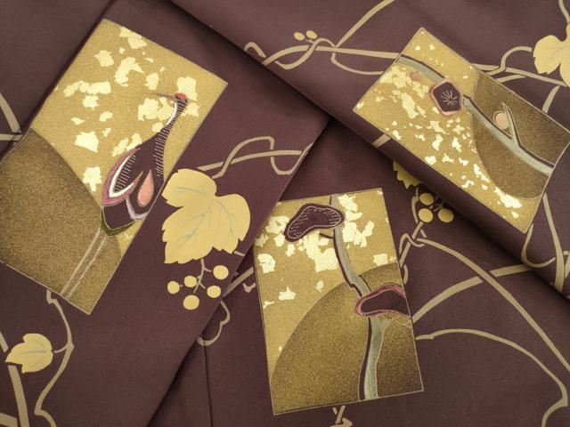 平和屋着物○訪問着 刺繍 色紙重ね文 鶴 金彩 正絹 逸品 AABD4358ck