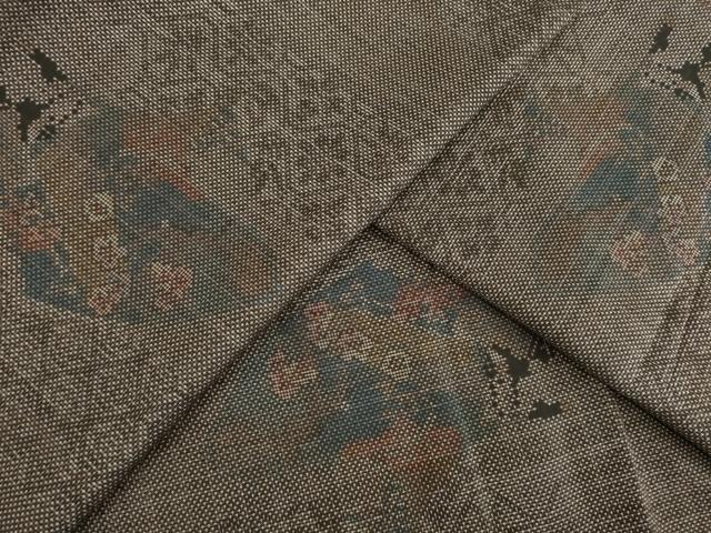 平和屋着物●本場大島紬　カタス9マルキ　吉祥花文　正絹　逸品　AABD4373ck