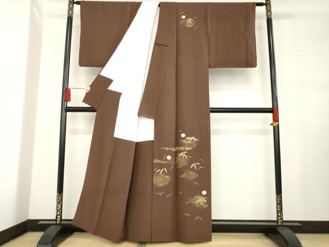 平和屋着物○訪問着 笹 松葉 梅 金彩 正絹 逸品 AABD4374ck