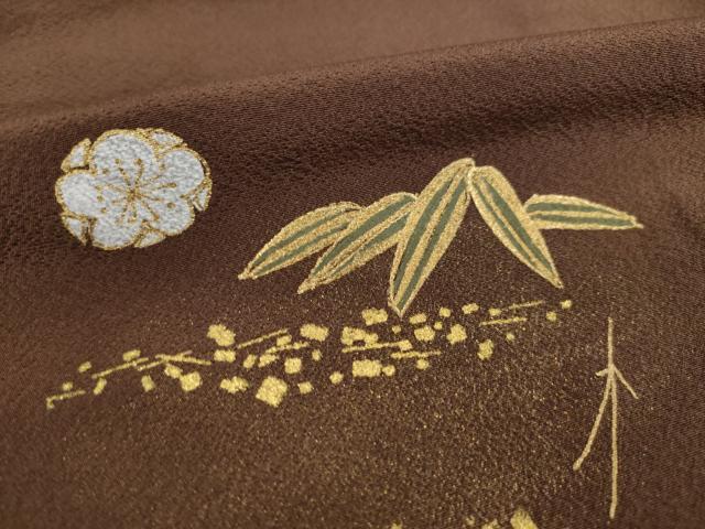 平和屋着物●訪問着　笹　松葉　梅　金彩　正絹　逸品　AABD4374ck 平和屋着物○訪問着 笹 松葉 梅 金彩 正絹 逸品 AABD4374ck