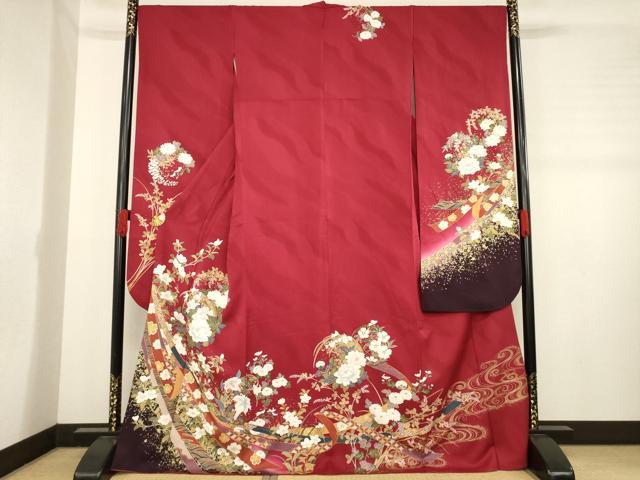 平和屋着物●豪華振袖　流水花丸文　金彩　正絹　逸品　AABD4384ck