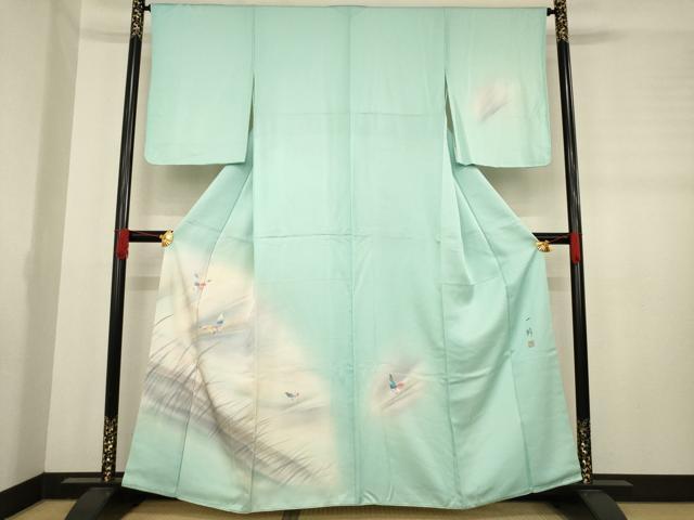 平和屋着物●染色作家　草野一騎　訪問着　舞蝶文　暈し染め　銀彩　正絹　逸品　AABD4385ck