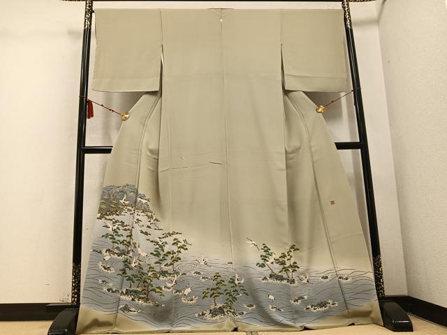 平和屋着物●本加賀友禅作家　堀哲也　色留袖　群れ鶴浜松文　暈し染め　正絹　逸品　AABD4456ph