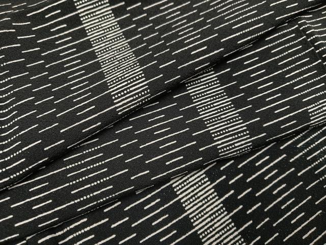 平和屋着物●上質な小紋　間道　黒地　正絹　逸品　AABD4461ph