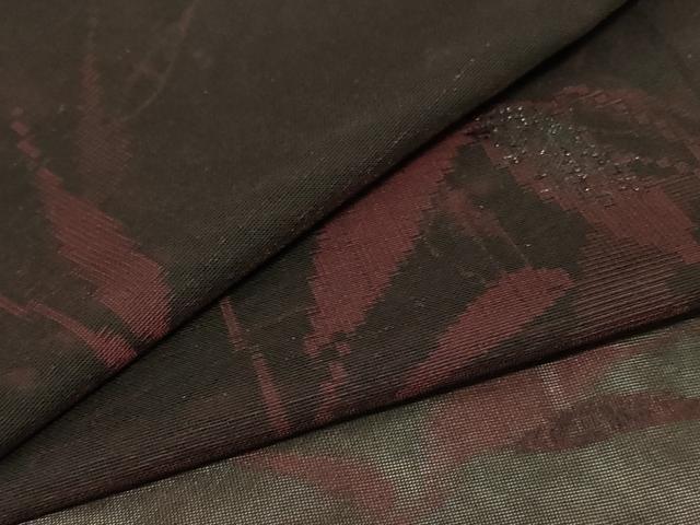 平和屋着物＊夏物　小紋　紗　枝葉文　正絹　逸品　AABD4485jd