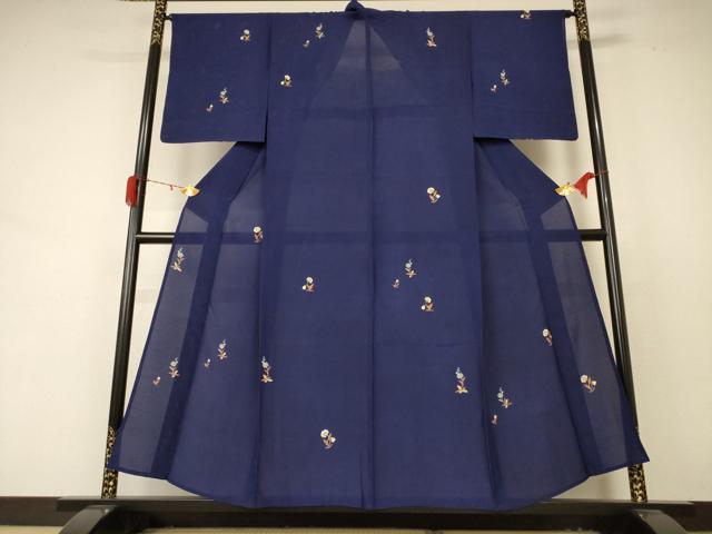 平和屋着物＊夏物　小紋　絽　草花文　正絹　逸品　AABD4506jd_1