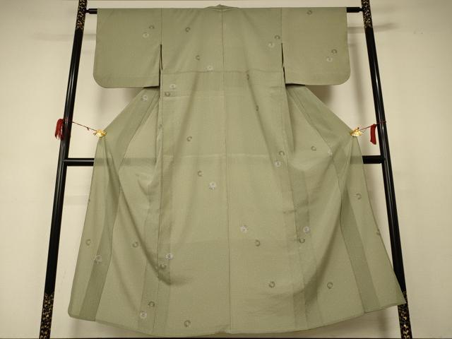 平和屋着物＊夏物 小紋 紗 花丸文 洗える着物 AABD4511jd