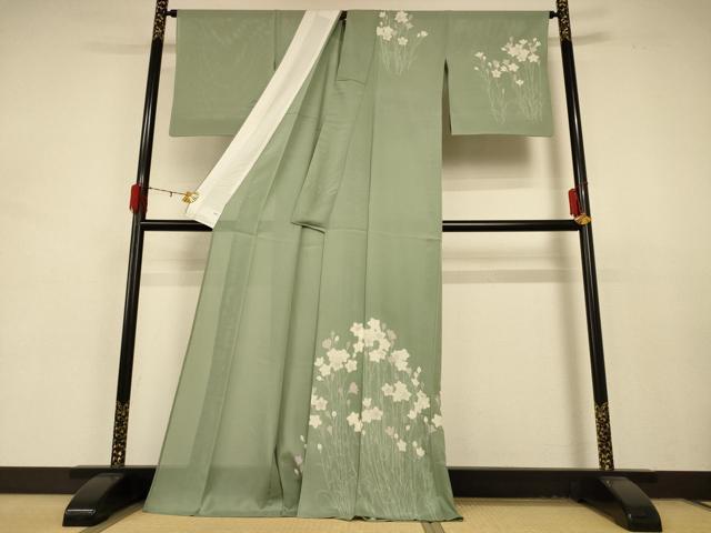 平和屋着物＊夏物　訪問着　絽　草花文　金彩　ロング丈　正絹　逸品　AABD4545jd_1