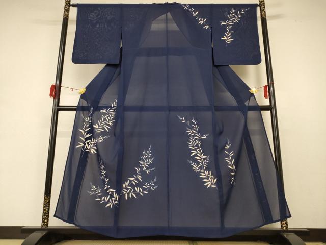 平和屋着物＊夏物　訪問着　絽　草花文　銀彩　正絹　逸品　AABD4548jd