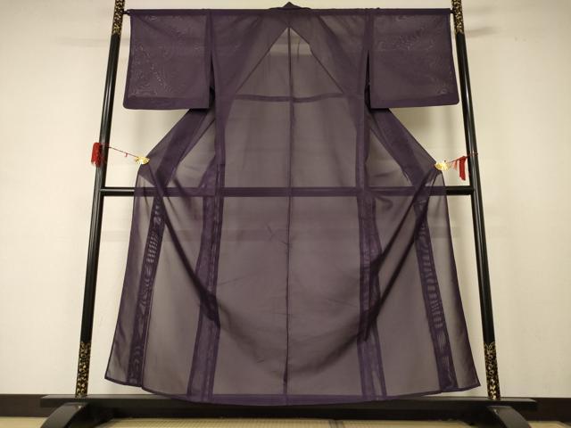 平和屋着物＊夏物　色無地　紗　黒紅色　正絹　逸品　AABD4563jd