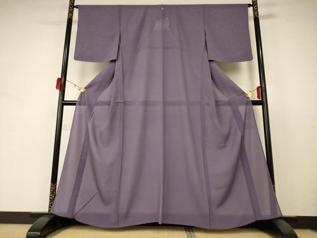 平和屋着物＊夏物　色無地　絽　葡萄鼠色　正絹　逸品　AABD4582jd