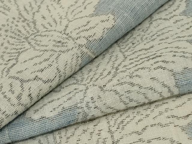 平和屋着物＊夏物　小紋　紗　花唐草文　AABD4634jd