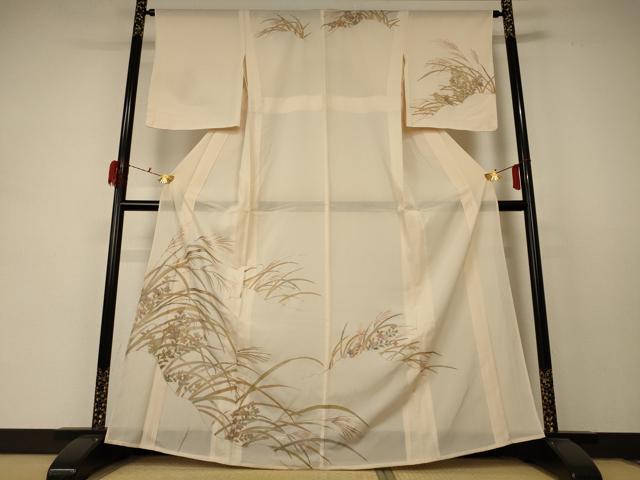 平和屋着物＊夏物　訪問着　絽　草花文　金彩　正絹　逸品AABD4645jd