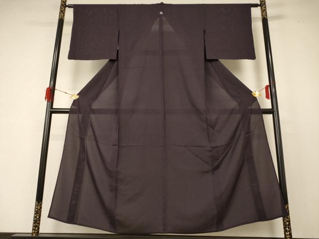 平和屋着物＊夏物　色無地　絽　黒紅色　正絹　逸品　AABD4648jd