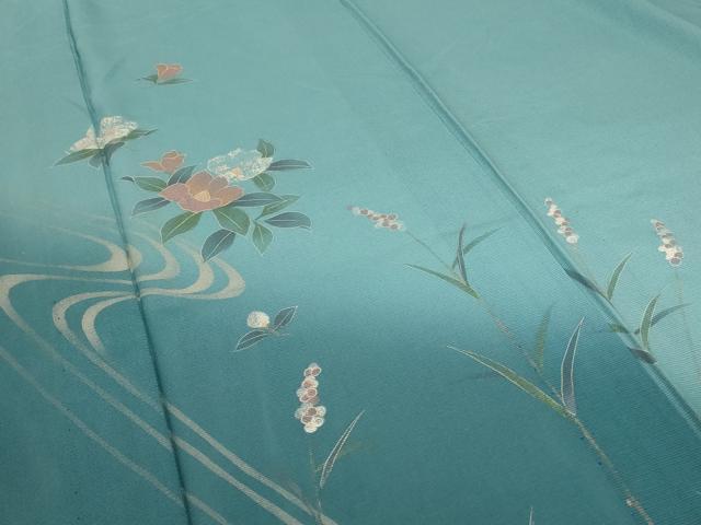 平和屋着物＊夏物　訪問着　絽　流水草花文　銀彩　正絹　逸品　AABD4659jd_3